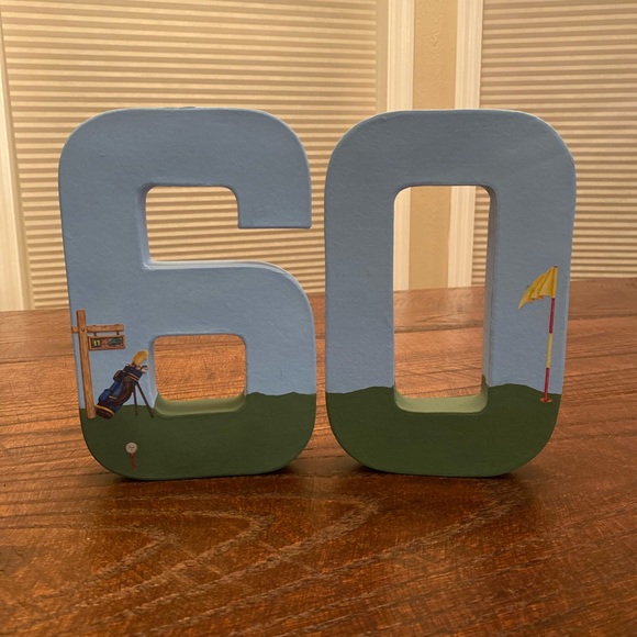 60th Golf Birthday Decor, Golf Themed 60 Birthday Numbers, Golf Party Decor - Picture 1 of 9